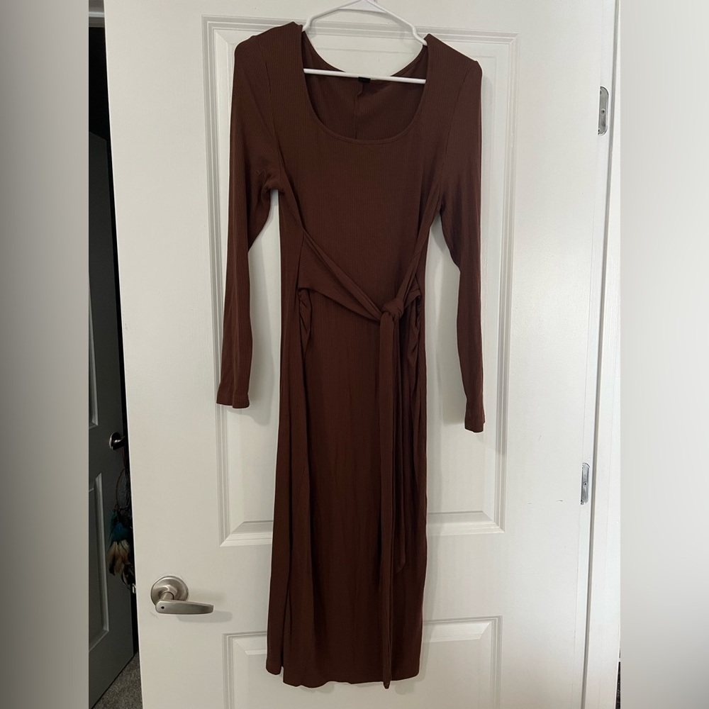 SHEIN Chocolate Long Sleeve Dress